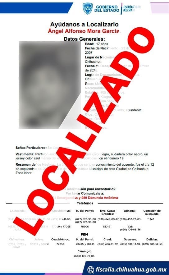 Localizan a adolescente que se había fugado de un centro de rehabilitación