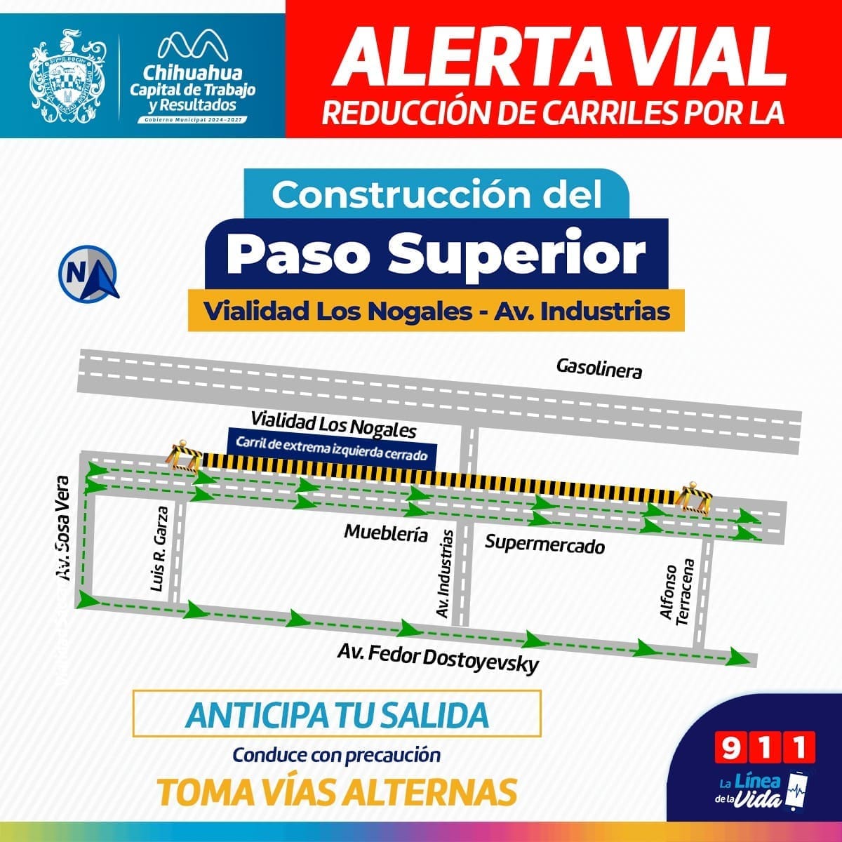¡Precaución! Reducirán circulación en Los Nogales por construcción del Paso Superior