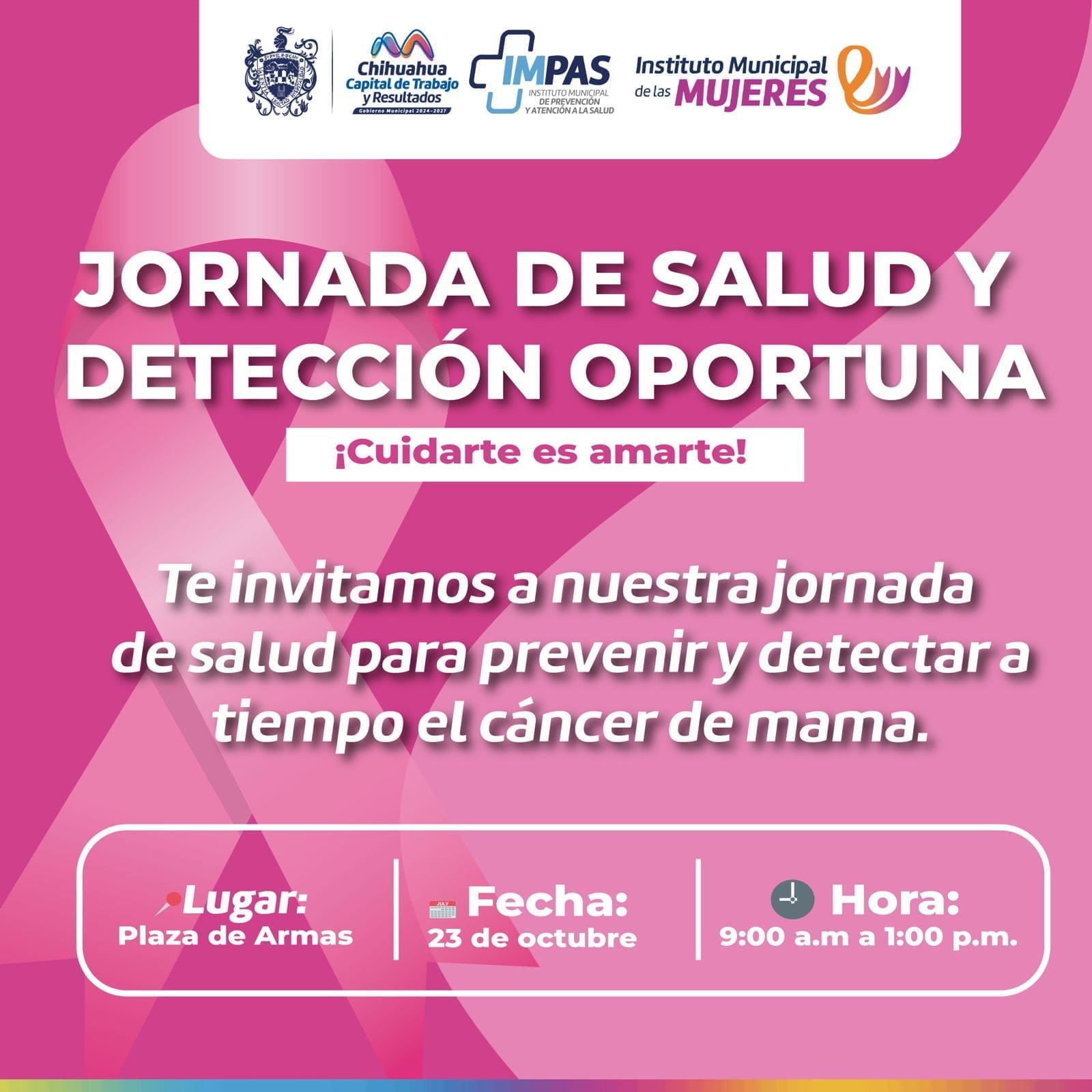 Llaman a participar en jornada de prevención y detección del Cáncer de Mama